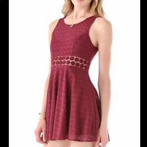Free People Daisy Lace Crochet Dress Merlot Sz 2